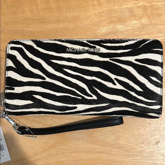 Michael Kors Handbags - NWT Michael Kors Jet Set Zebra Print Calf Hair Continental Wallet/Wristlet